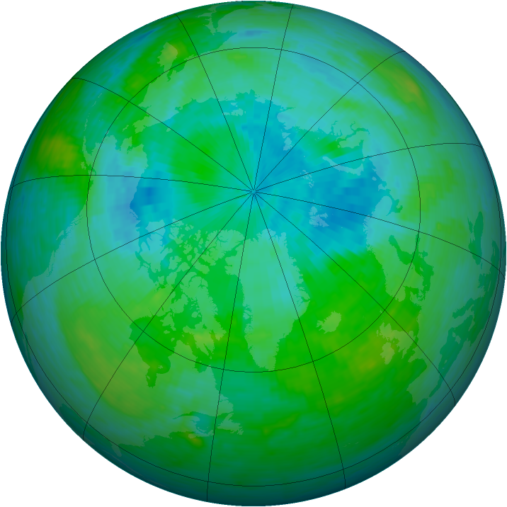 Arctic ozone map for 02 August 1993